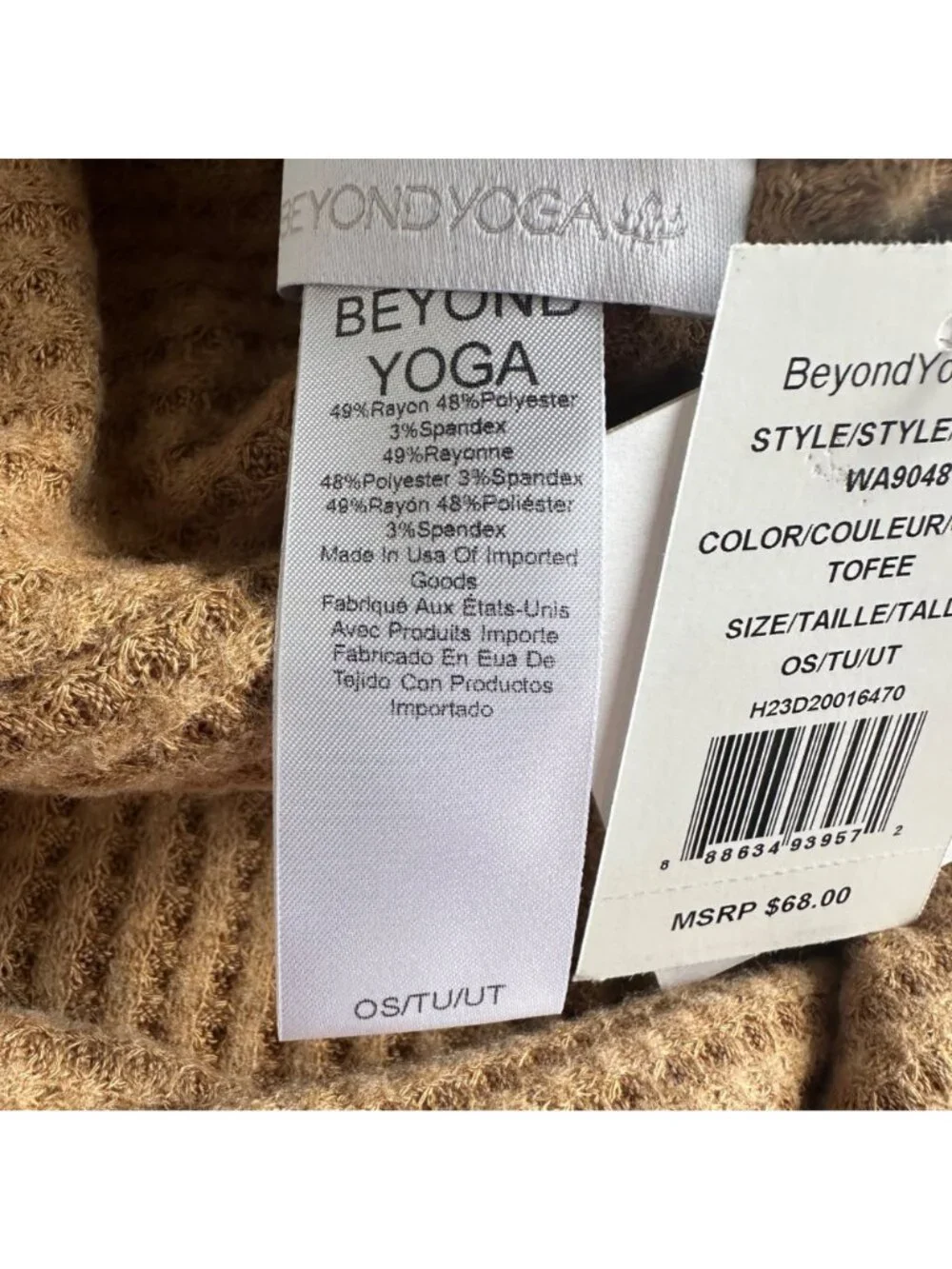 Beyond Yoga Waffle Knit Long Infinity Scarf Toffee Tan One Size NWT WA9048